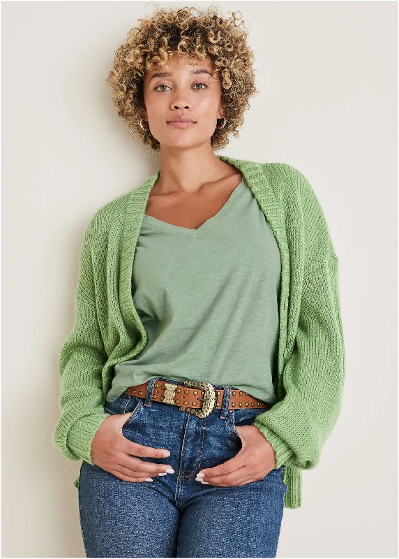 Moisture-wicking women's topsLight Weight Cardigan - Basil