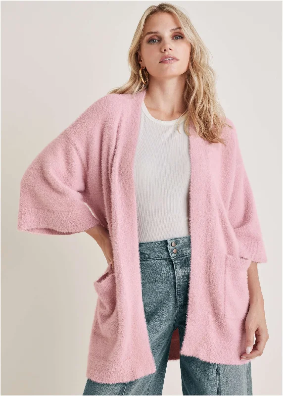 Boutique women's topsEyelash Cardigan - Bleached Mauve